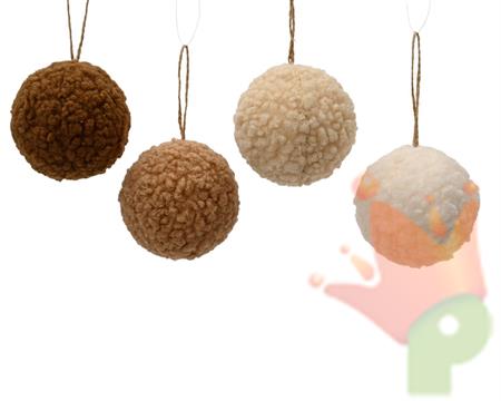 PALLINA DI NATALE PELUCHE MARRONE 8CM 4ASS