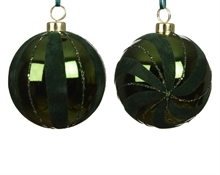 PALLINA DI NATALE VERDE SCURO CON DETTAGLI GLITTER 8CM
