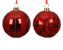 PALLINA DI NATALE ROSSO CON DETTAGLI GLITTER 8CM