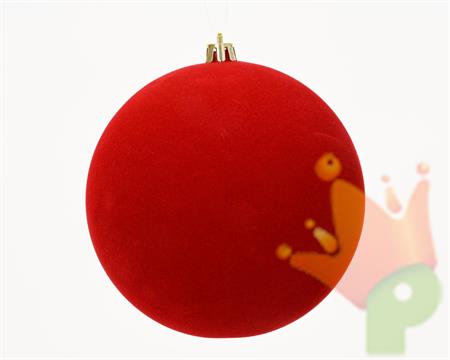 PALLINA DI NATALE IN VELLUTO ROSSO 14CM