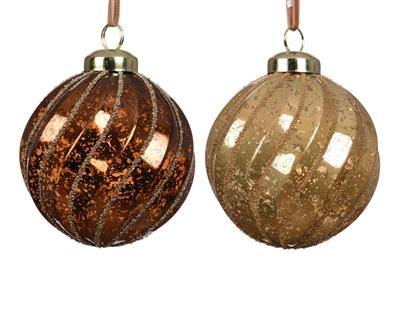 PALLINA DI NATALE SCANALATURA A SPIRALE BRONZO 8CM 2ASS