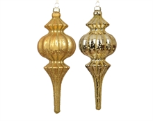 PENDENTE DI NATALE A GOCCIA CON DECORAZIONI ORO 17CM 2ASS