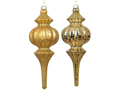 PENDENTE DI NATALE A GOCCIA CON DECORAZIONI ORO 17CM 2ASS