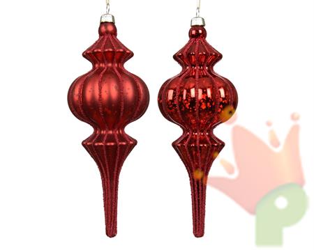 PENDENTE DI NATALE A GOCCIA CON DECORAZIONI ROSSO 17CM 2ASS