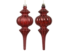 PENDENTE DI NATALE A GOCCIA CON DECORAZIONI BORDEAUX 17CM 2ASS