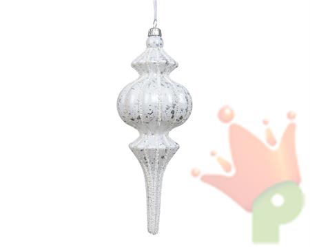 PENDENTE DI NATALE A GOCCIA CON DECORAZIONI BIANCO 17CM