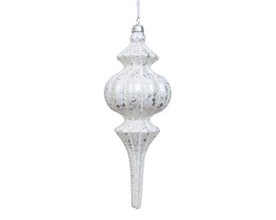 PENDENTE DI NATALE A GOCCIA CON DECORAZIONI BIANCO 17CM