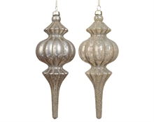 PENDENTE DI NATALE A GOCCIA CON DECORAZIONI PERLA 17CM 2ASS