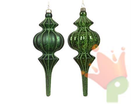 PENDENTE DI NATALE A GOCCIA CON DECORAZIONI VERDE 17CM 2ASS
