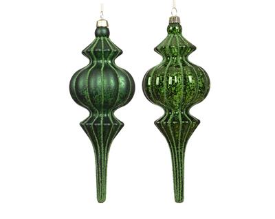 PENDENTE DI NATALE A GOCCIA CON DECORAZIONI VERDE 17CM 2ASS