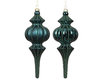 PENDENTE DI NATALE A GOCCIA CON DECORAZIONI SMERALDO 17CM 2ASS