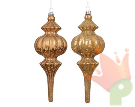 PENDENTE DI NATALE A GOCCIA CON DECORAZIONI CARAMELLO 17CM 2ASS