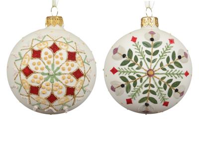 PALLINA DI NATALE IN VETRO CON MOTIVI DECORATIVI 8CM 2ASS