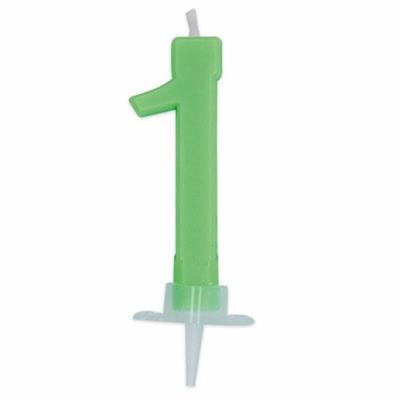 CANDELINA NUMERO 1 CERA ITALIC VERDE FLUO 7CM