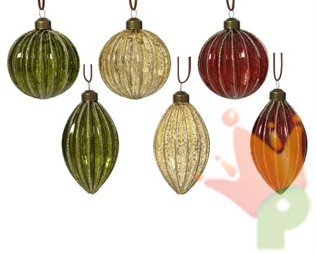 PALLINA DI NATALE IN VETRO TRASPARENTE RIFINITE ORO 10CM 4ASS