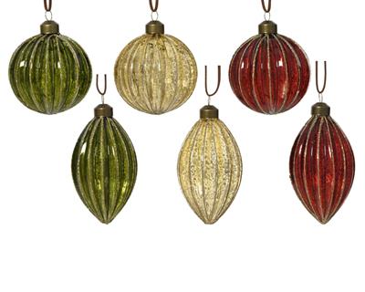 PALLINA DI NATALE IN VETRO TRASPARENTE RIFINITE ORO 8CM 4ASS