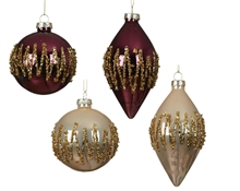 PALLINA DI NATALE IN VETRO CON DECORAZIONI ORO 13CM 4ASS