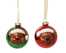 PALLINA DI NATALE IN VETRO CON ORSETTO 8CM 2ASS