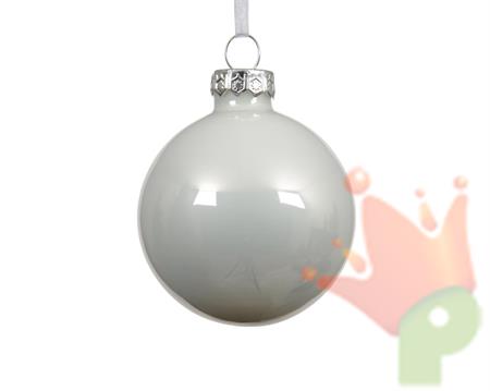 PALLINA DI NATALE IN VETRO BIANCO 8CM