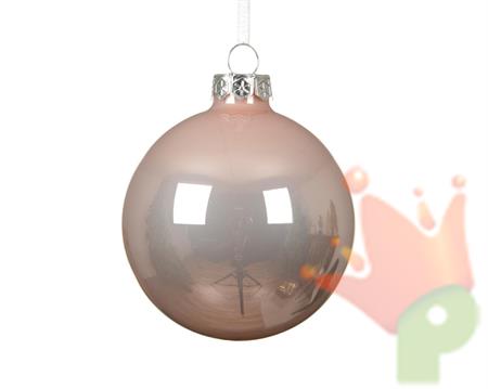 PALLINA DI NATALE IN VETRO ROSA CIPRIA 8CM