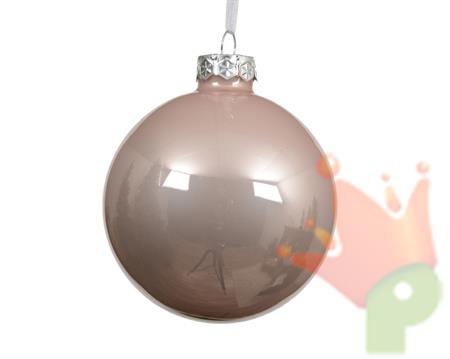 PALLINA DI NATALE IN VETRO ROSA CIPRIA 10CM