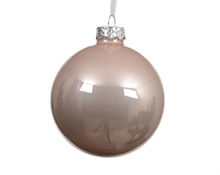 PALLINA DI NATALE IN VETRO ROSA CIPRIA 10CM