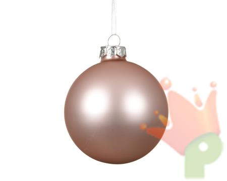 PALLINA DI NATALE IN VETRO ROSA CIPRIA OPACO 8CM