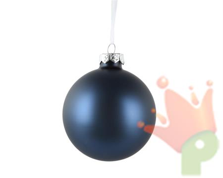PALLINA DI NATALE IN VETRO BLU NOTTE OPACO 10CM