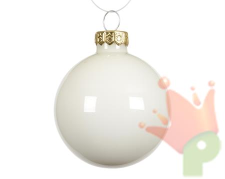 PALLINA DI NATALE IN VETRO BIANCO LANA 8CM