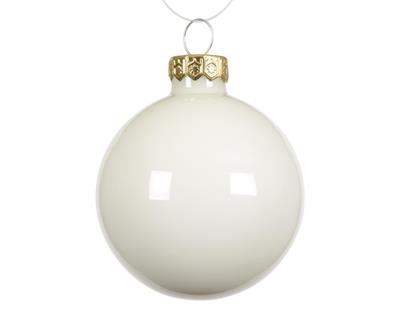 PALLINA DI NATALE IN VETRO BIANCO LANA 8CM