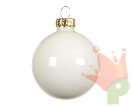 PALLINA DI NATALE IN VETRO BIANCO LANA 10CM