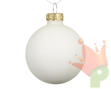 PALLINA DI NATALE IN VETRO BIANCO LANA OPACO 8CM