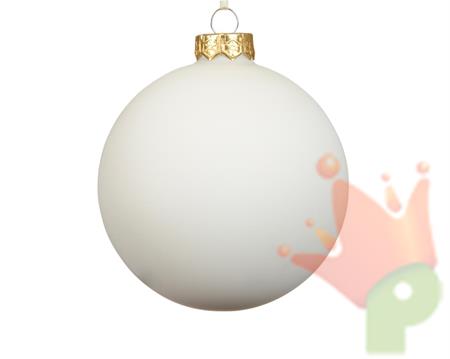PALLINA DI NATALE IN VETRO BIANCO LANA OPACO 10CM