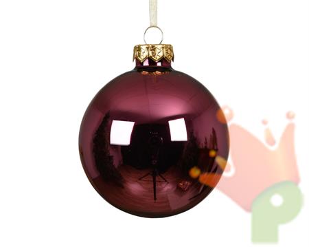 PALLINA DI NATALE IN VETRO BORDEAUX 8CM