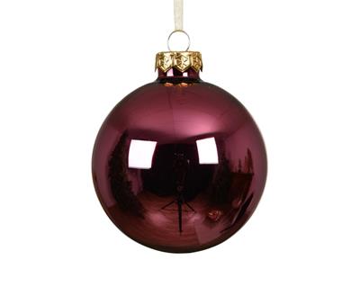 PALLINA DI NATALE IN VETRO BORDEAUX 8CM
