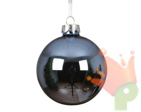 PALLINA DI NATALE IN VETRO AZZURRO ALBA 8CM
