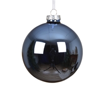 PALLINA DI NATALE IN VETRO AZZURRO ALBA 10CM