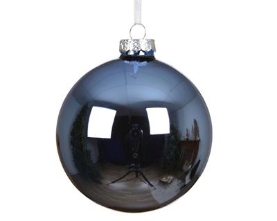 PALLINA DI NATALE IN VETRO AZZURRO ALBA 10CM