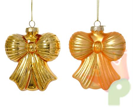 PENDENTE IN VETRO FIOCCO CON RIFINITURE ORO 10CM 2ASS