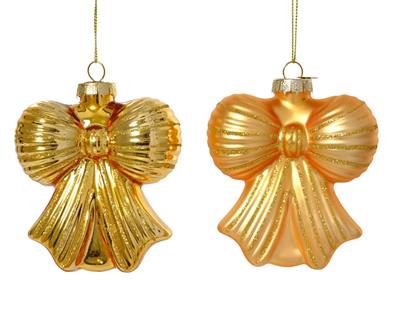 PENDENTE IN VETRO FIOCCO CON RIFINITURE ORO 10CM 2ASS