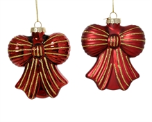 PENDENTE IN VETRO FIOCCO BORDEAUX CON RIFINITURE ORO 10CM 2ASS
