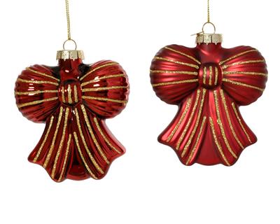PENDENTE IN VETRO FIOCCO BORDEAUX CON RIFINITURE ORO 10CM 2ASS