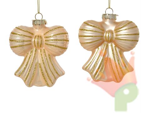 PENDENTE IN VETRO FIOCCO PERLA CON RIFINITURE ORO 10CM 2ASS