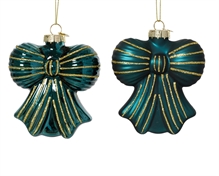 PENDENTE IN VETRO FIOCCO SMERALDO CON RIFINITURE ORO 10CM 2ASS