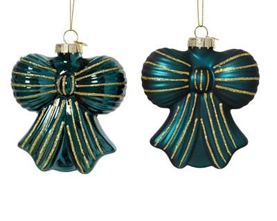 PENDENTE IN VETRO FIOCCO SMERALDO CON RIFINITURE ORO 10CM 2ASS