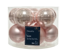 PALLINE DI NATALE IN VETRO ROSA CIPRIA LUCIDE/OPACHE 6CM 10PZ