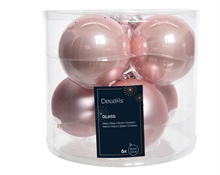 PALLINE DI NATALE IN VETRO ROSA CIPRIA LUCIDE/OPACHE 8CM 6PZ