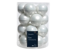 PALLINE DI NATALE IN VETRO BIANCO LUCIDE/OPACHE 8CM 20PZ