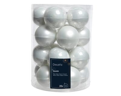 PALLINE DI NATALE IN VETRO BIANCO LUCIDE/OPACHE 8CM 20PZ