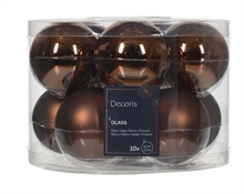 PALLINE DI NATALE IN VETRO CAFFE' LUCIDE/OPACHE 6CM 10PZ